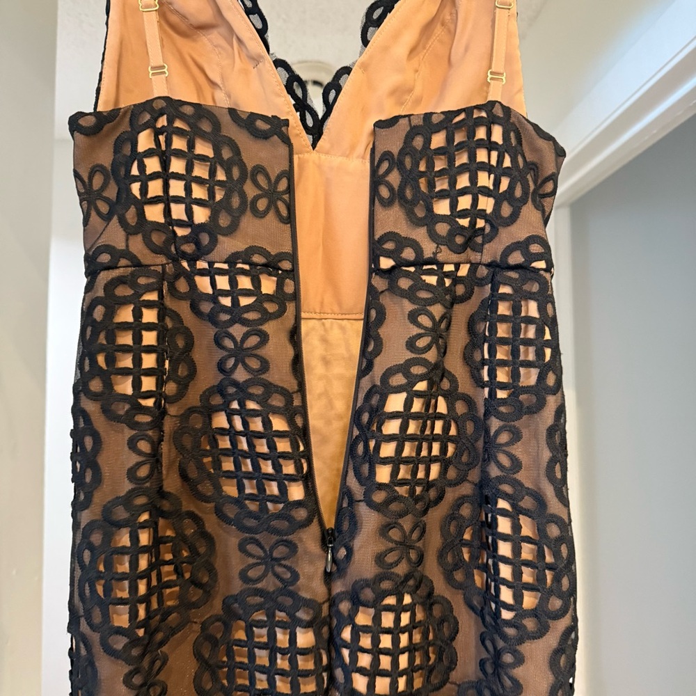 Fabulous Agilita Black Tie Applique Overlay Nude Trumpet Mermaid Dress Sz XS - Picture 10 of 12